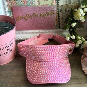 🎀Juicy couture nwt Shiny Rhinestones Sport Sun Visor Adjustable Summer Cap pink